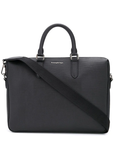 Ermenegildo Zegna Logo Plaque Laptop Bag In Black