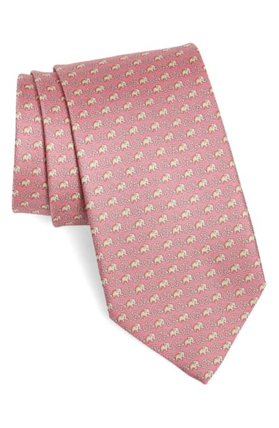 Ferragamo Men's Iumbo Elephants Silk Tie 6 In F.rosa