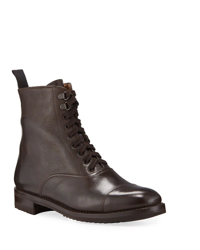 Gravati Leather Lace-up Hiker Boots In Dark Brown