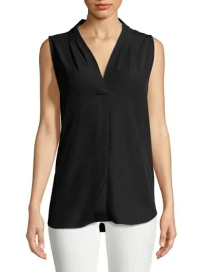 Calvin Klein V-neck Sleeveless Blouse In Black