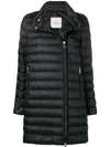 Moncler Asymmetric-zip Puffer Coat In Black