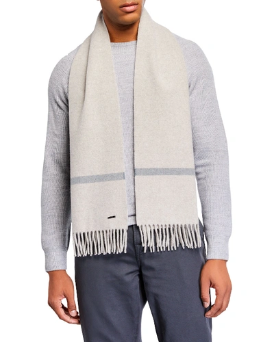 Loro Piana Men's Striped Cashmere Scarf In Gray