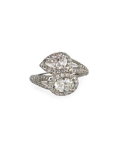 Jb Star Platinum Diamond Pear & Oval Bypass Ring