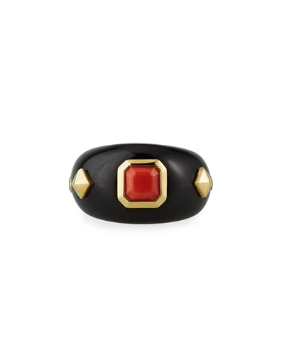 Margot Mckinney Jewelry 18k Black Jade & Coral Ring