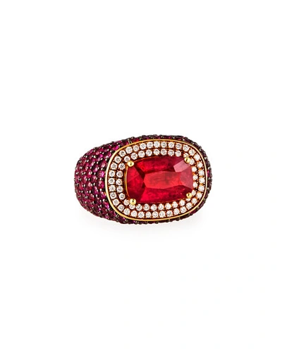 Alexander Laut 18k Ruby Ring W/ Pink Sapphires & Diamonds