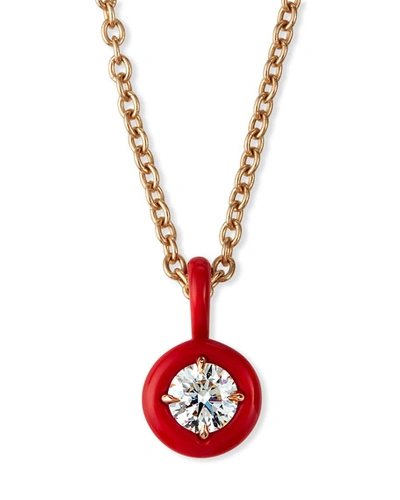 Etho Maria 18k Pink Gold Red Ceramic Diamond Necklace