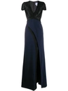 Galvan Cap-sleeve Petal Gown In Black