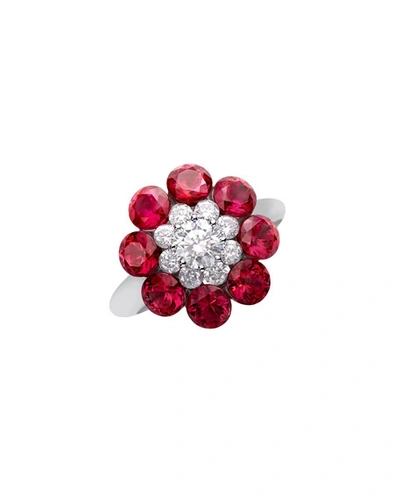 Chopard 18k White Gold Diamond & Ruby Magical Setting Ring