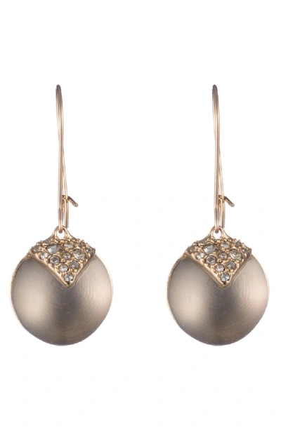 Alexis Bittar Crystal Encrusted Origami Inlay Dangling Sphere Kidney Wire Earrings In Gray