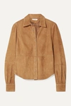 Frame 70s Suede Button-down Shirt In Camel