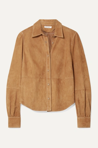 Frame 70s Suede Button-down Shirt In Tan