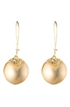 Alexis Bittar Crystal Encrusted Origami Inlay Dangling Sphere Kidney Wire Earrings In Gold