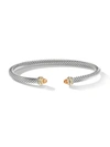 David Yurman Sterling Silver & 18k Yellow Gold Cable Classic Bracelet With Citrine In Orange