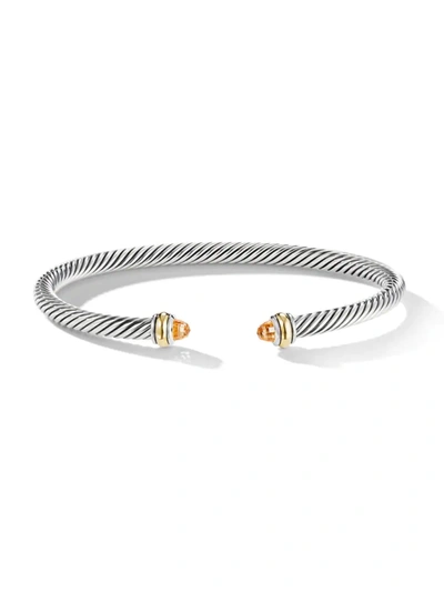David Yurman Sterling Silver & 18k Yellow Gold Cable Classic Bracelet With Citrine