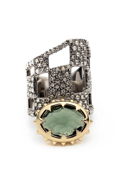 Alexis Bittar Pave Checkerboard Georgian Stone Ring In Silver