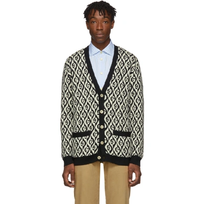 Gucci Black And White G Rhombus Cardigan In 1831 Blkmil