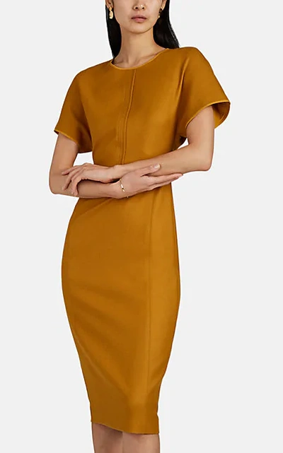 Narciso Rodriguez Back-zip Wool Midi Dress In Amber