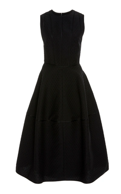 Narciso Rodriguez Tonal Dot Jacquard Midi Dress In Black
