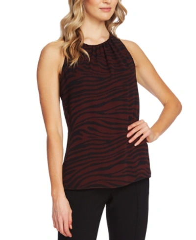 Vince Camuto Tranquil Tiger Printed Sleeveless Blouse In Port