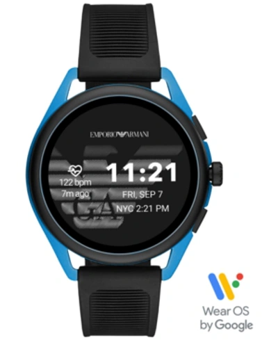 Emporio Armani Men's Black Silicone Strap Touchscreen Smart Watch 45mm