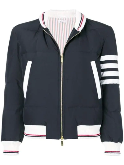 Thom Browne 4-bar Stripe Padded Bomber Jacket In Blue