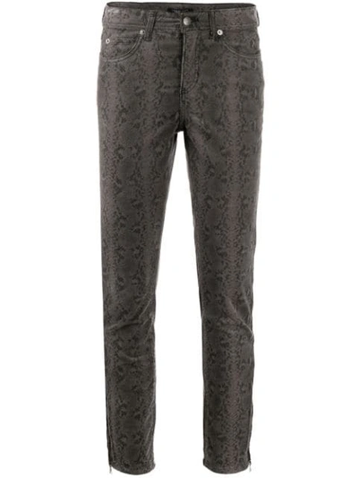 Cambio Snakeskin Print Skinny Jeans In Grey