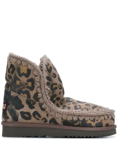 Mou Leopard Print Boots In Leopard Elephant Grey