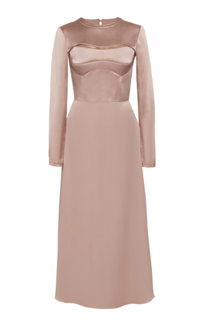 Brandon Maxwell Convertible Bodice Sueded Charmeuse Dress In