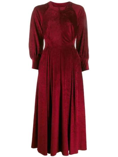 Talbot Runhof Wide Sleeved Midi Dress In Red