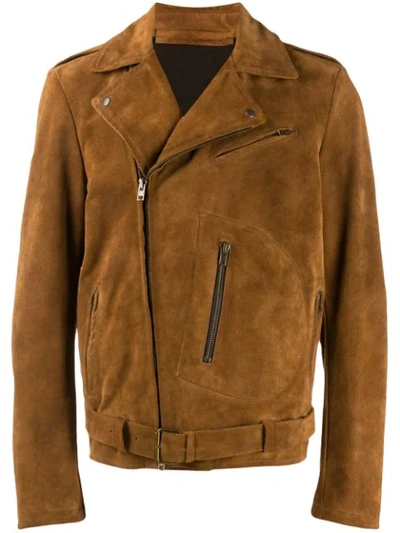 Salvatore Santoro Suede Leather Biker Jacket In Brown