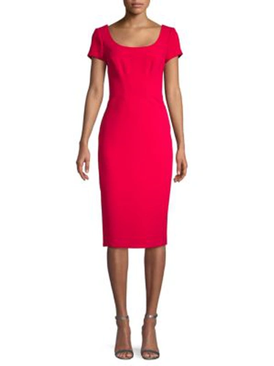 Zac Posen Short-sleeve Sheath Dress In Cranberry