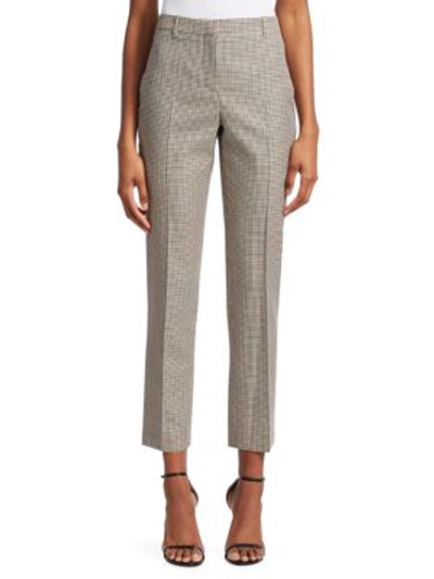 Givenchy Micro Check Tailored Wool Trousers In Camel Check