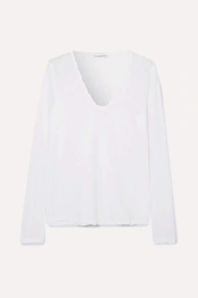 James Perse Long-sleeve Cotton-blend Top In White