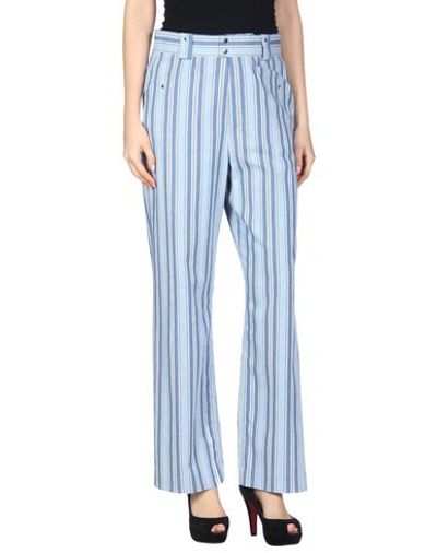 Isabel Marant Striped Cotton Wide-leg Pants In Sky Blue
