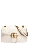 Gucci Gg Marmont Large Chevron Quilted Leather Shoulder Bag, White In Mystic White