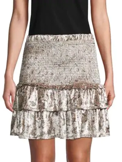 Allison New York Floral Velvet Mini Skirt In Nude Floral