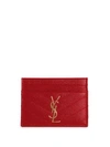 Saint Laurent Monogram Matelassé Leather Card Case In Rouge
