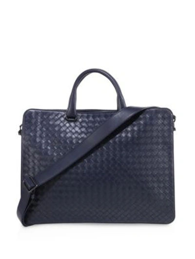 Bottega Veneta Woven Leather Briefcase In Empire Lago