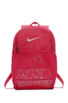 Nike Brasilia Mesh Training Backpack In Rshpnk/white