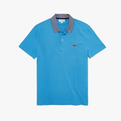 Lacoste Men's Contrast Neck Cotton Polo - Xxl - 7 In Blue