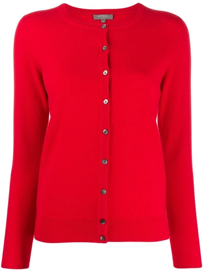 N•peal Round Neck Cardigan In Red