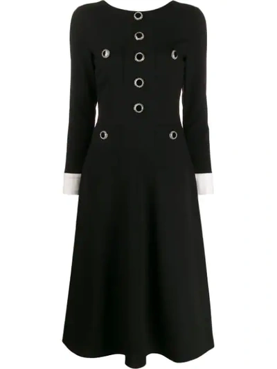 Alessandra Rich Two-tone Open-back Midi Dress In Black
