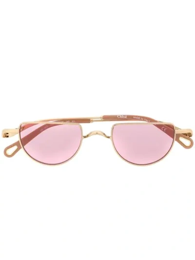 Chloé Ayla Half-moon Frame Sunglasses In Gold