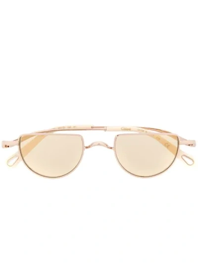 Chloé Ayla 45mm Half Circle Sunglasses In Rose Gold/gold Mirr