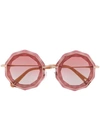 Chloé Round Frame Sunglasses In 粉色