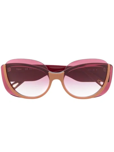Chloé Cayla Butterfly-frame Sunglasses In 粉色