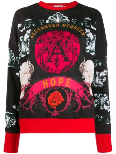 Alexander Mcqueen Floral Baroque Print Sweatshirt In Black