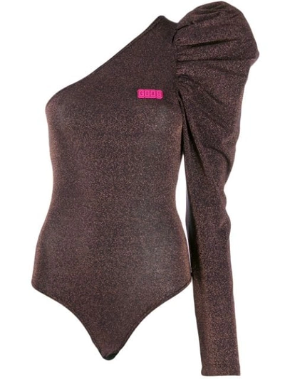 Gcds Asymmetric Bodysuit In Brown