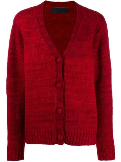 The Elder Statesman Knitted Cashmere Cardigan In Red