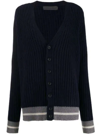 The Elder Statesman Ribbed Cashmere Cardigan In Blue